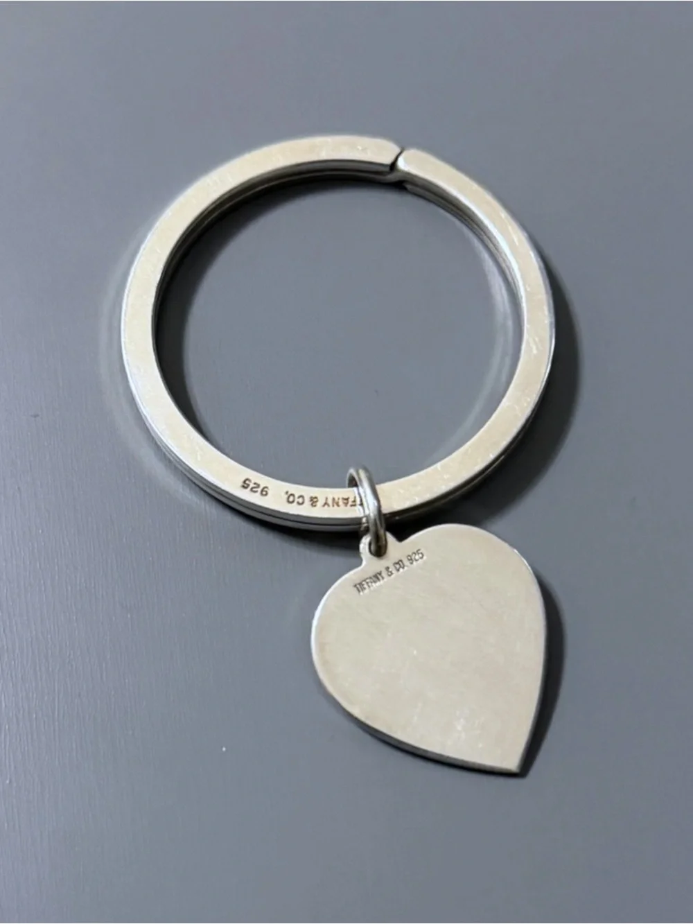 Vintage Tiffany & Co 925 Large Heart Tag Key Ring Keychain Bag Charm